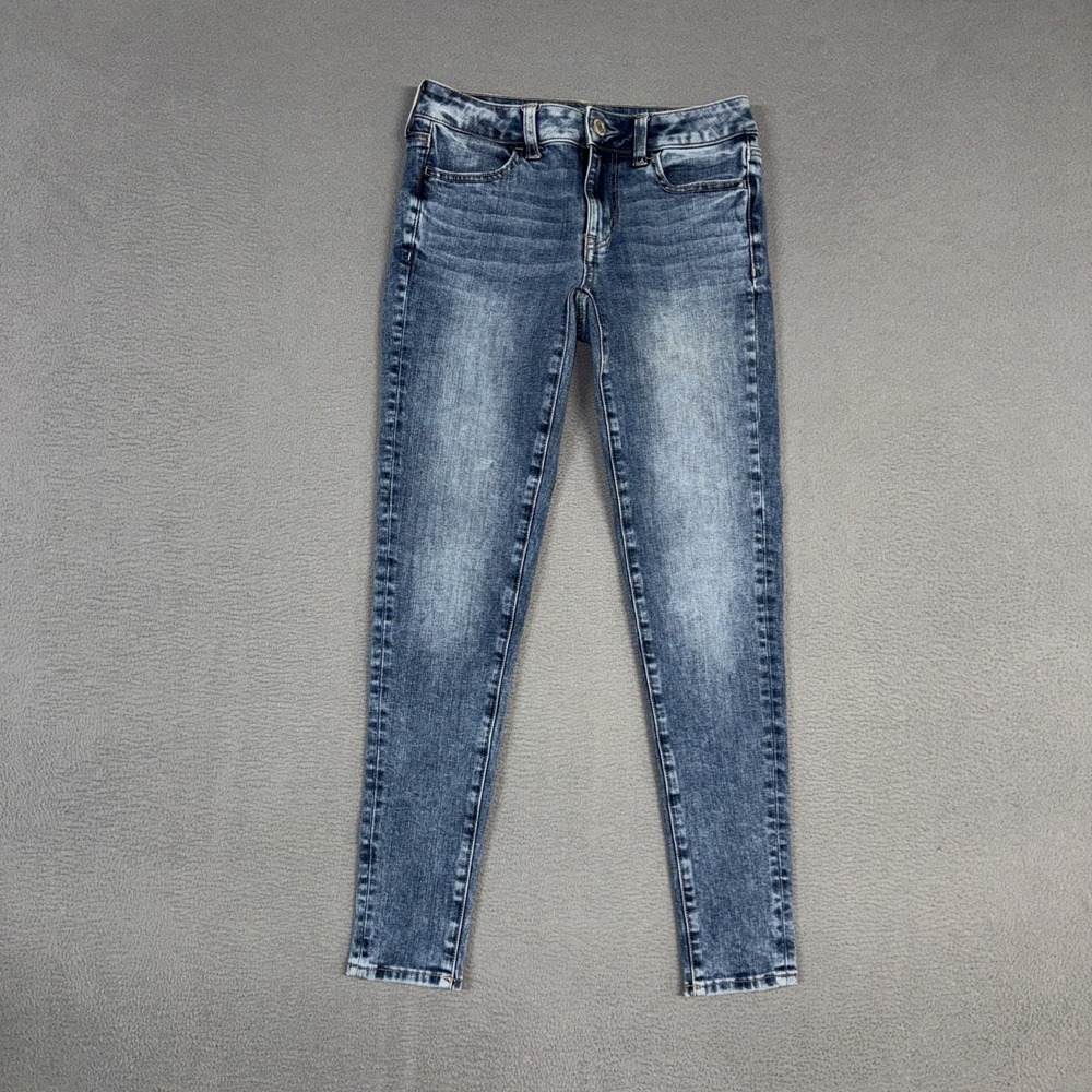 American Eagle Jeans Womens 2 Blue Jegging Stretch Distressed Denim Cotton Blend